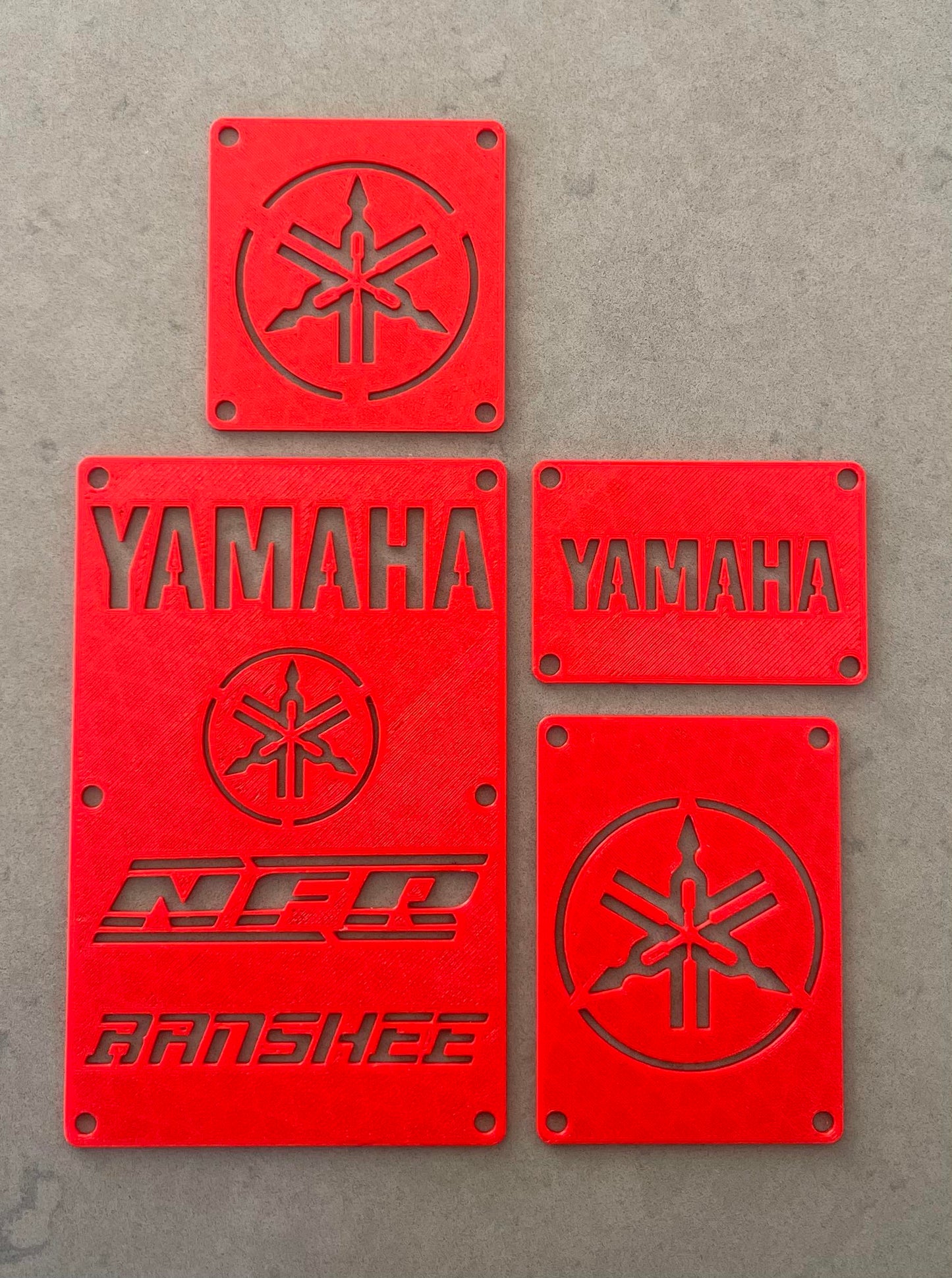 CUSTOM Yamaha, Honda, Suzuki ATV plates decals warning labels replacement flat badges