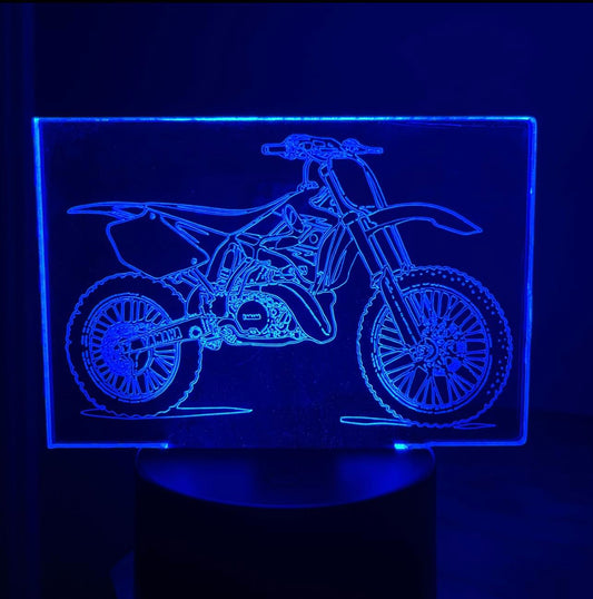 Yamaha LED YZ250 YZ-250 YZ YZ125 night lamp engraved in acrylic dirt bike with RGB LED base and remote